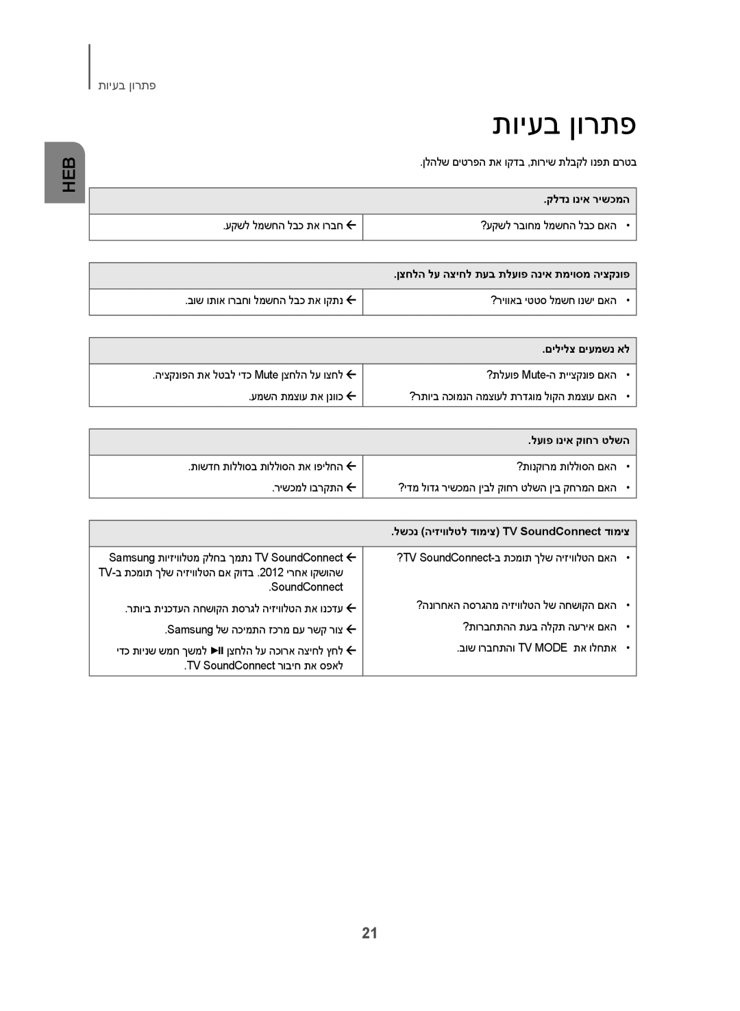 Samsung HW-J355/SQ manual תויעב ןורתפ 