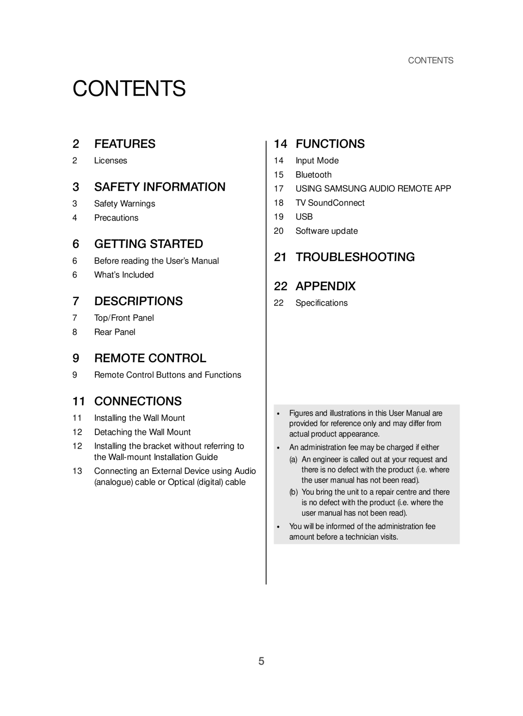 Samsung HW-J355/SQ manual Contents 