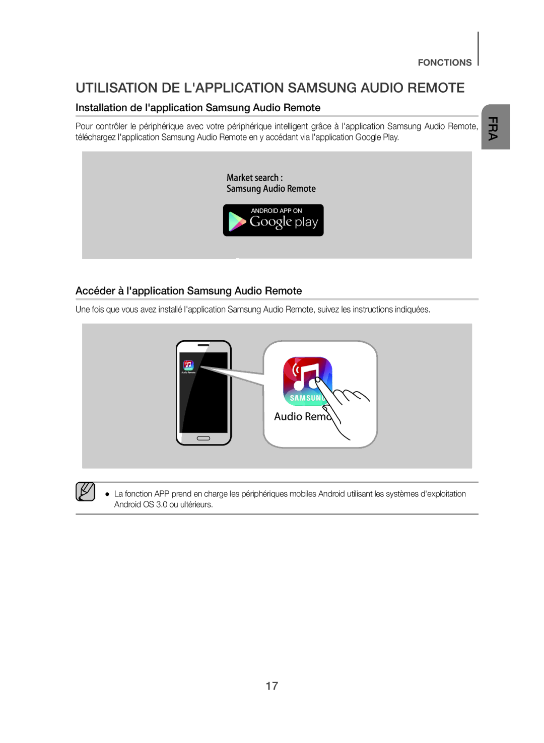 Samsung HW-J355/ZF manual Utilisation DE Lapplication Samsung Audio Remote 