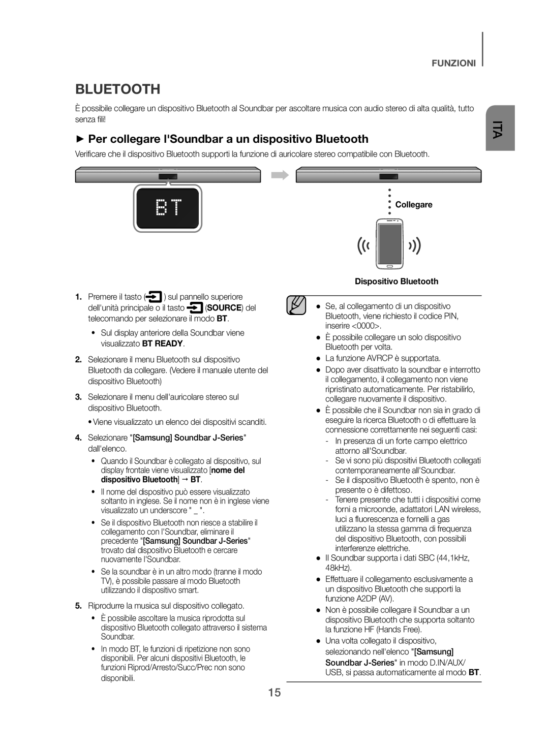 Samsung HW-J355/ZF manual ++Per collegare lSoundbar a un dispositivo Bluetooth, Collegare Dispositivo Bluetooth 