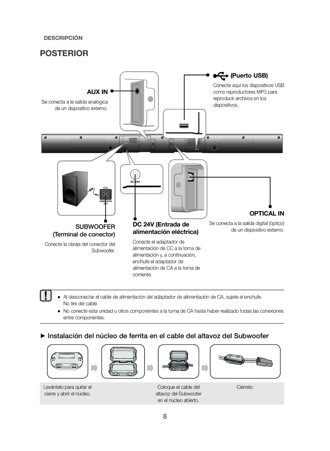 Samsung HW-J355/ZF manual Posterior, De un dispositivo externo 