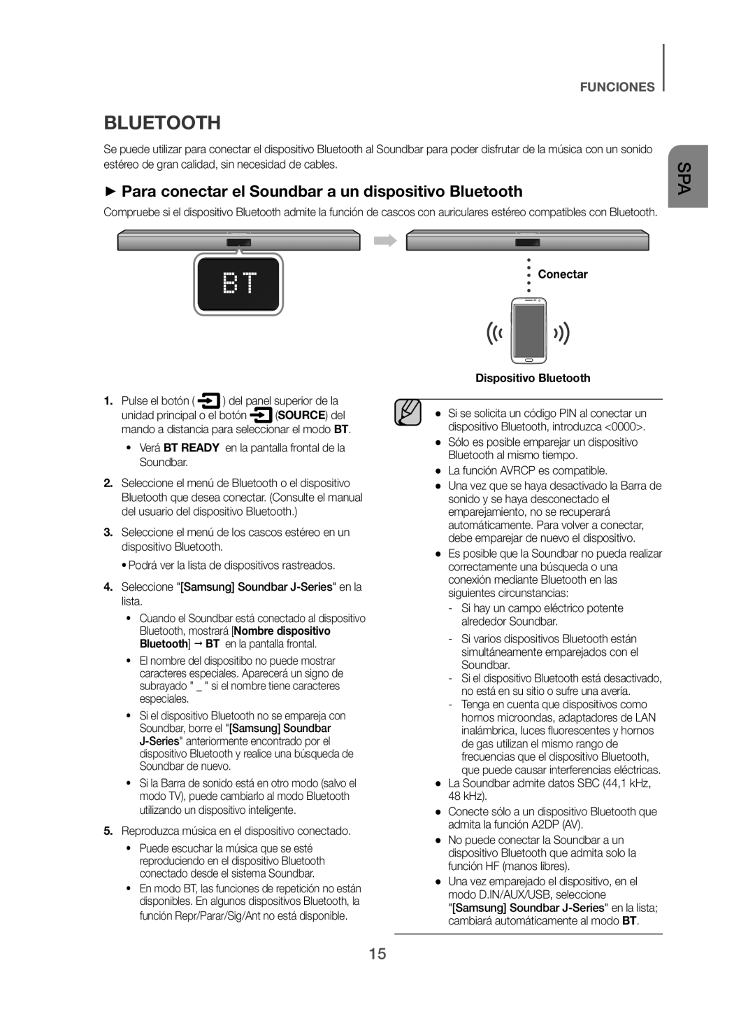 Samsung HW-J355/ZF manual ++Para conectar el Soundbar a un dispositivo Bluetooth, Conectar Dispositivo Bluetooth 