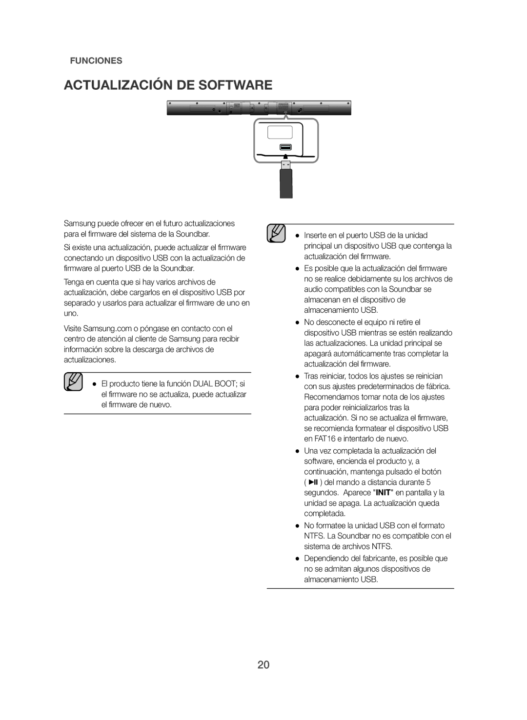 Samsung HW-J355/ZF manual Actualización DE Software 