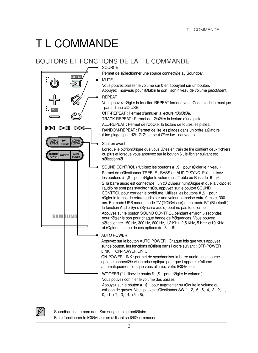 Samsung HW-J355/ZF Boutons ET Fonctions DE LA Télécommande, Permet de sélectionner une source connectée au Soundbar 