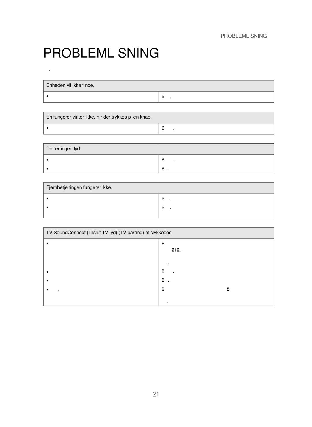 Samsung HW-J365/XE manual Problemløsning 