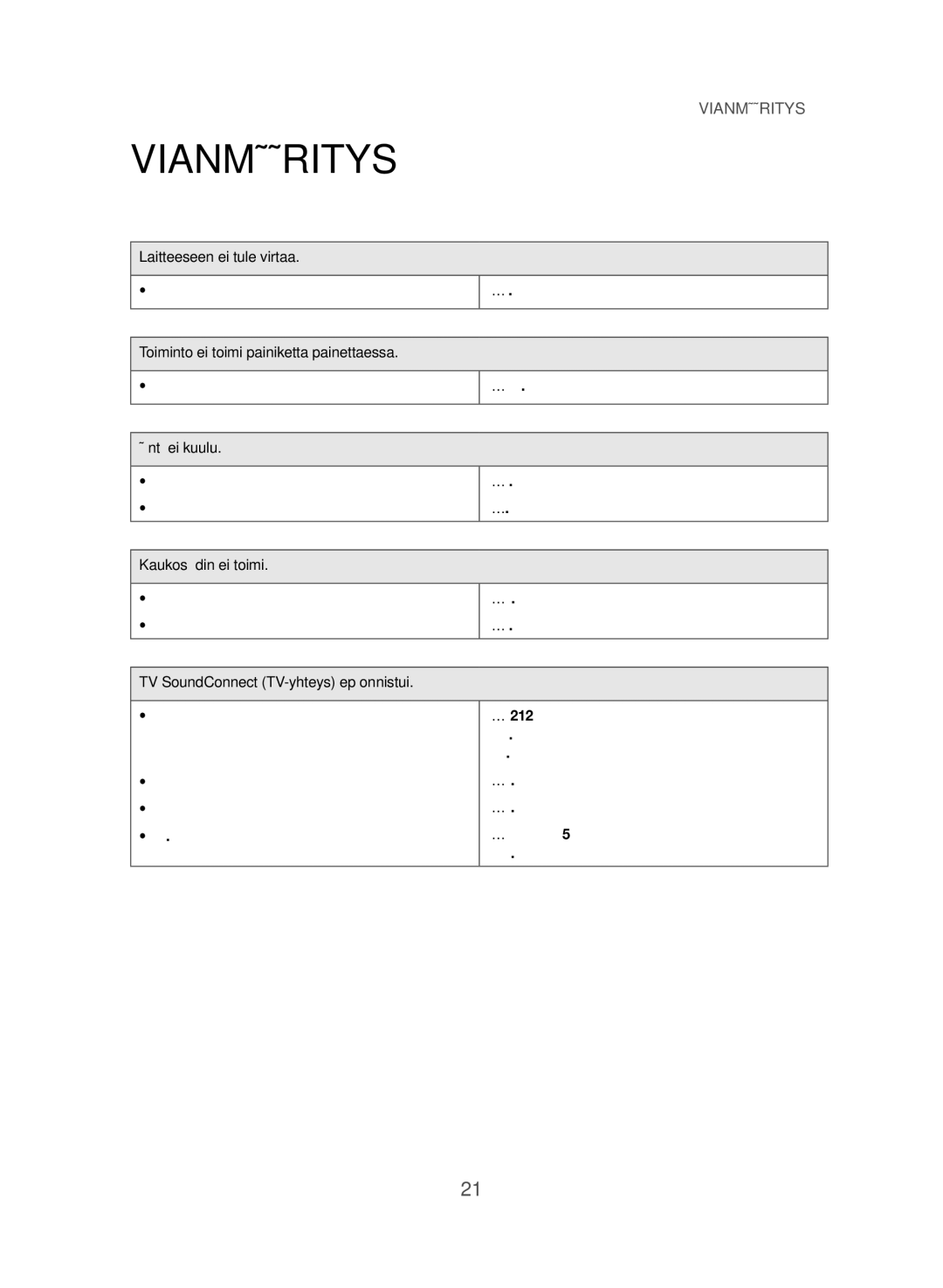 Samsung HW-J365/XE manual Vianmääritys 