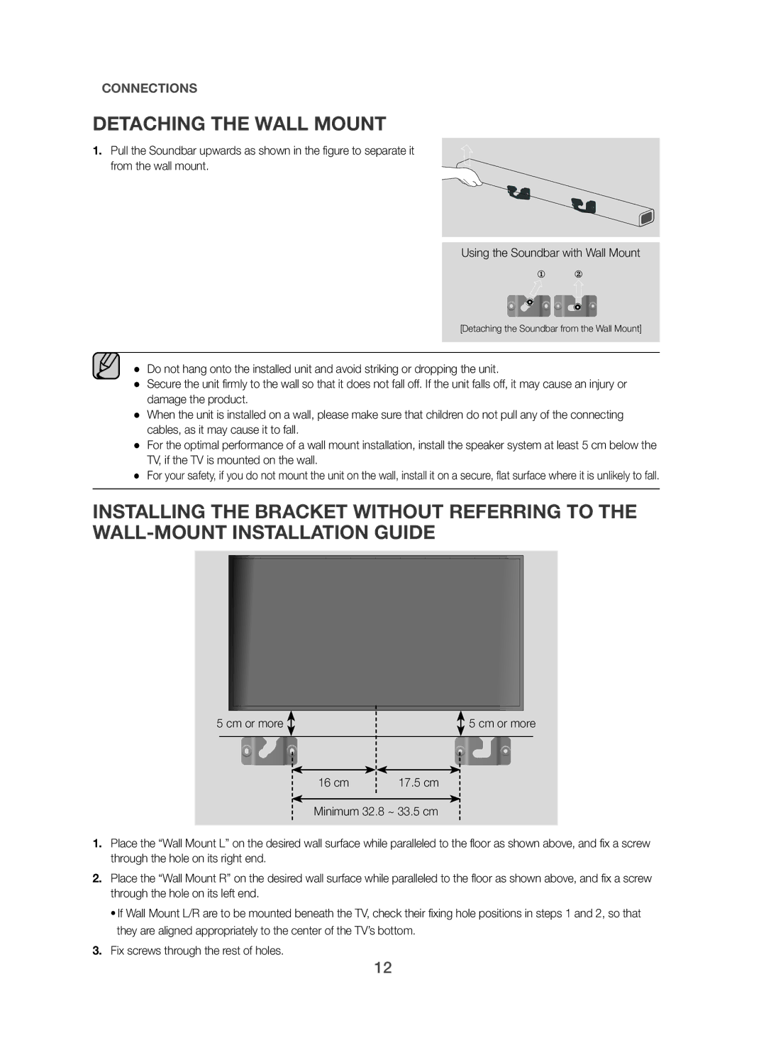 Samsung HW-J450/EN manual Detaching the Wall Mount 