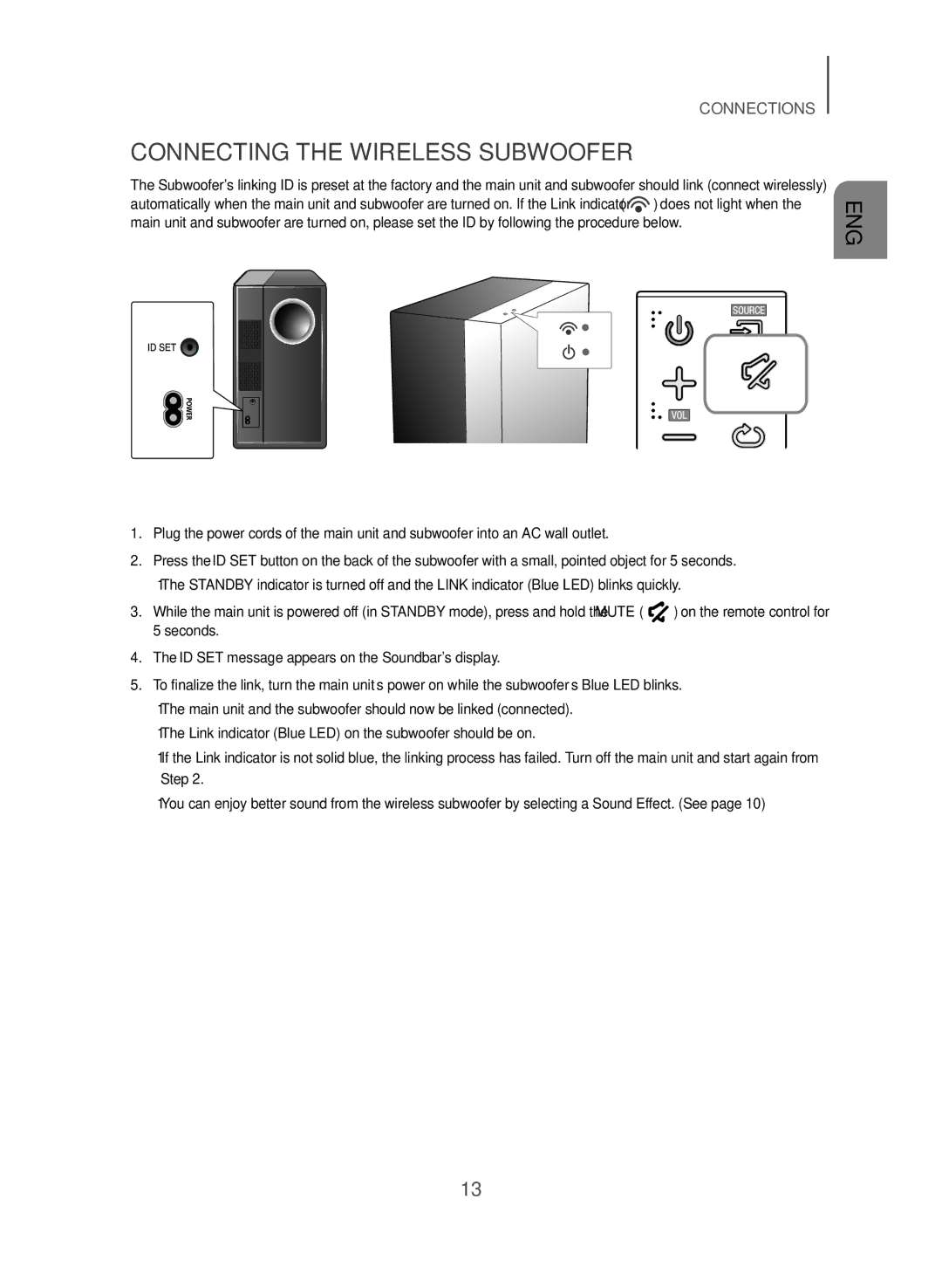 Samsung HW-J450/EN manual Connecting the Wireless Subwoofer 