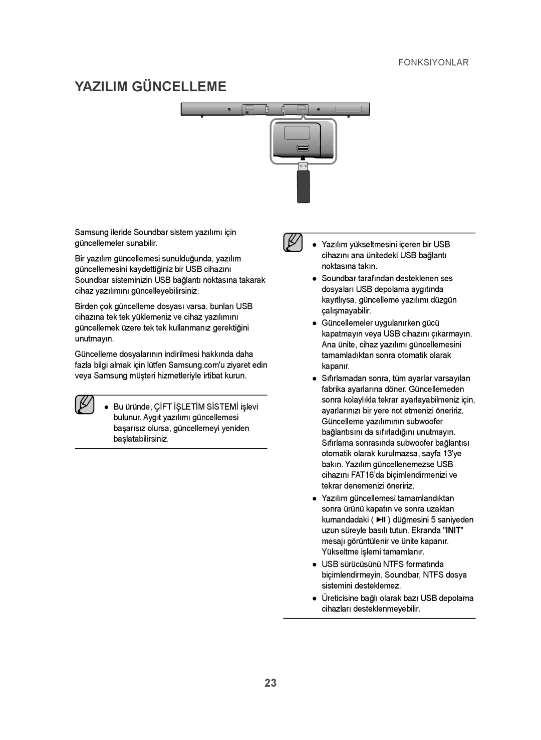 Samsung HW-J450/EN manual Yazilim Güncelleme 