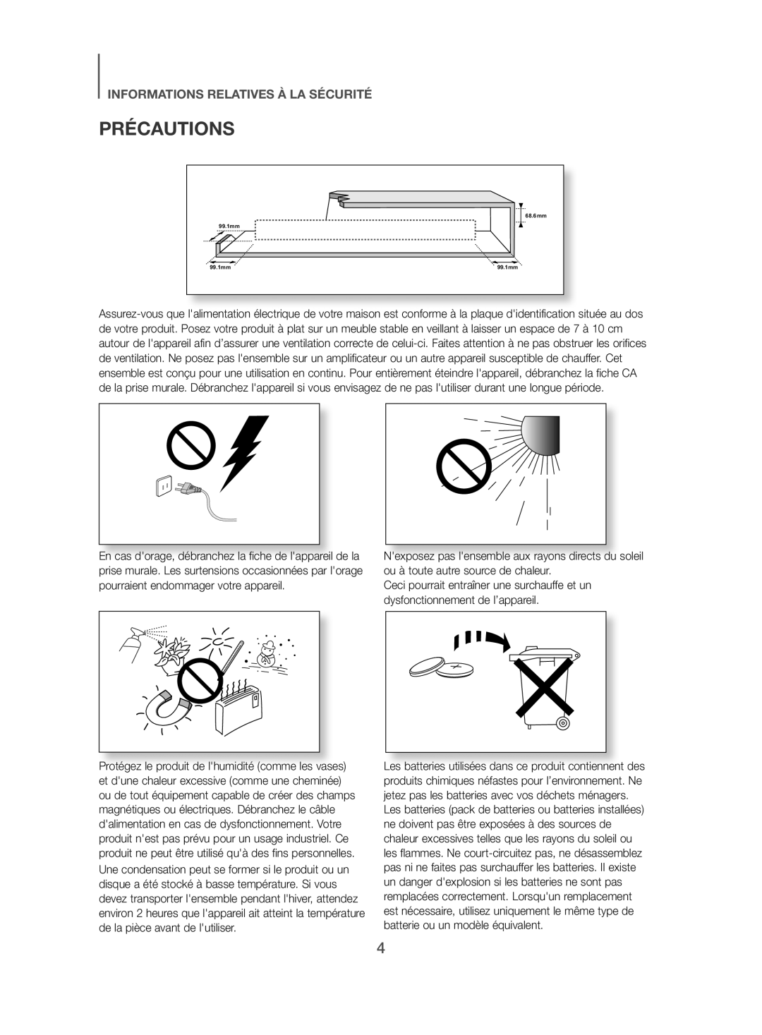 Samsung HW-J450/EN manual Précautions 