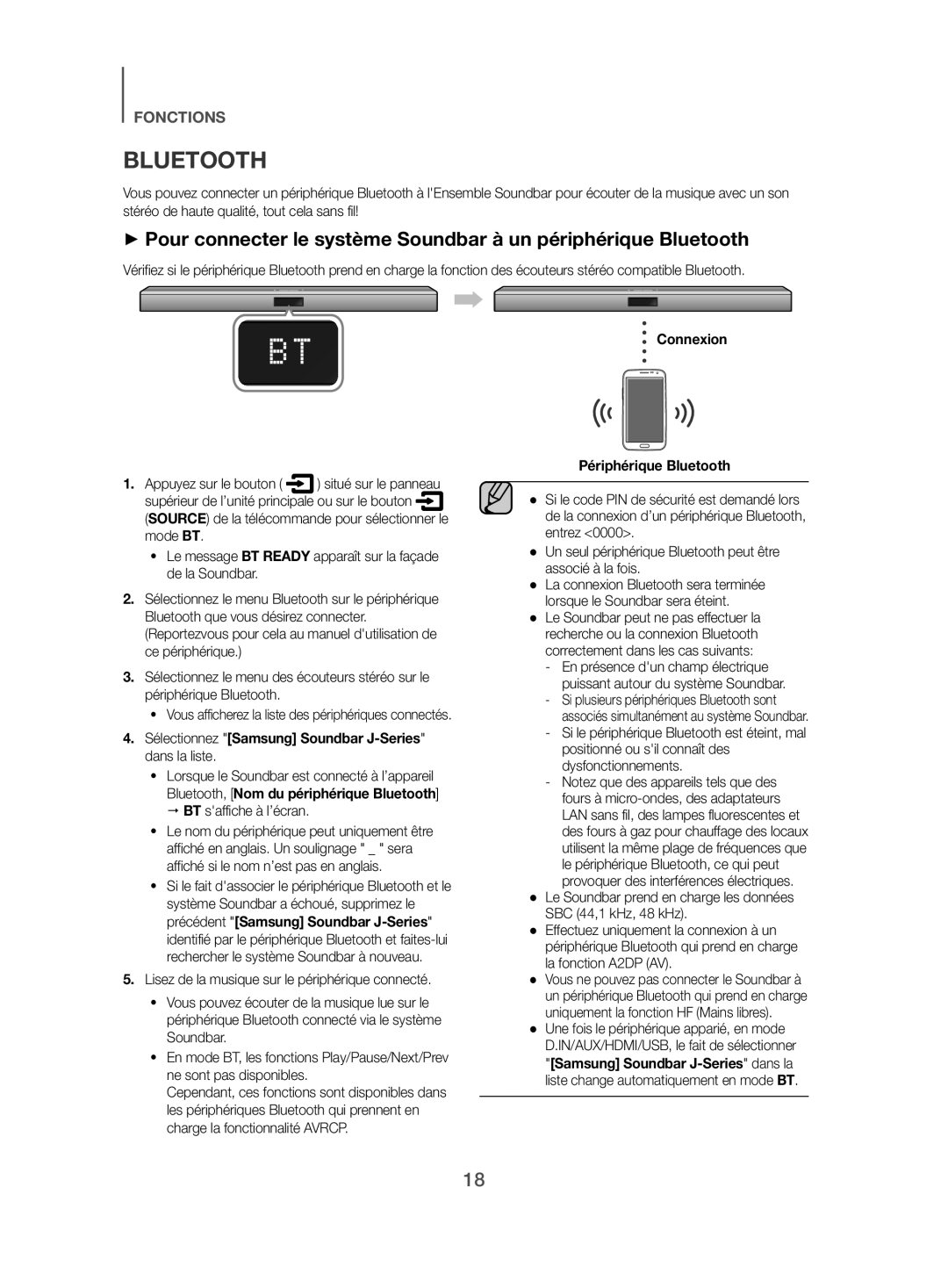 Samsung HW-J450/EN manual Connexion Périphérique Bluetooth, Dans la liste 