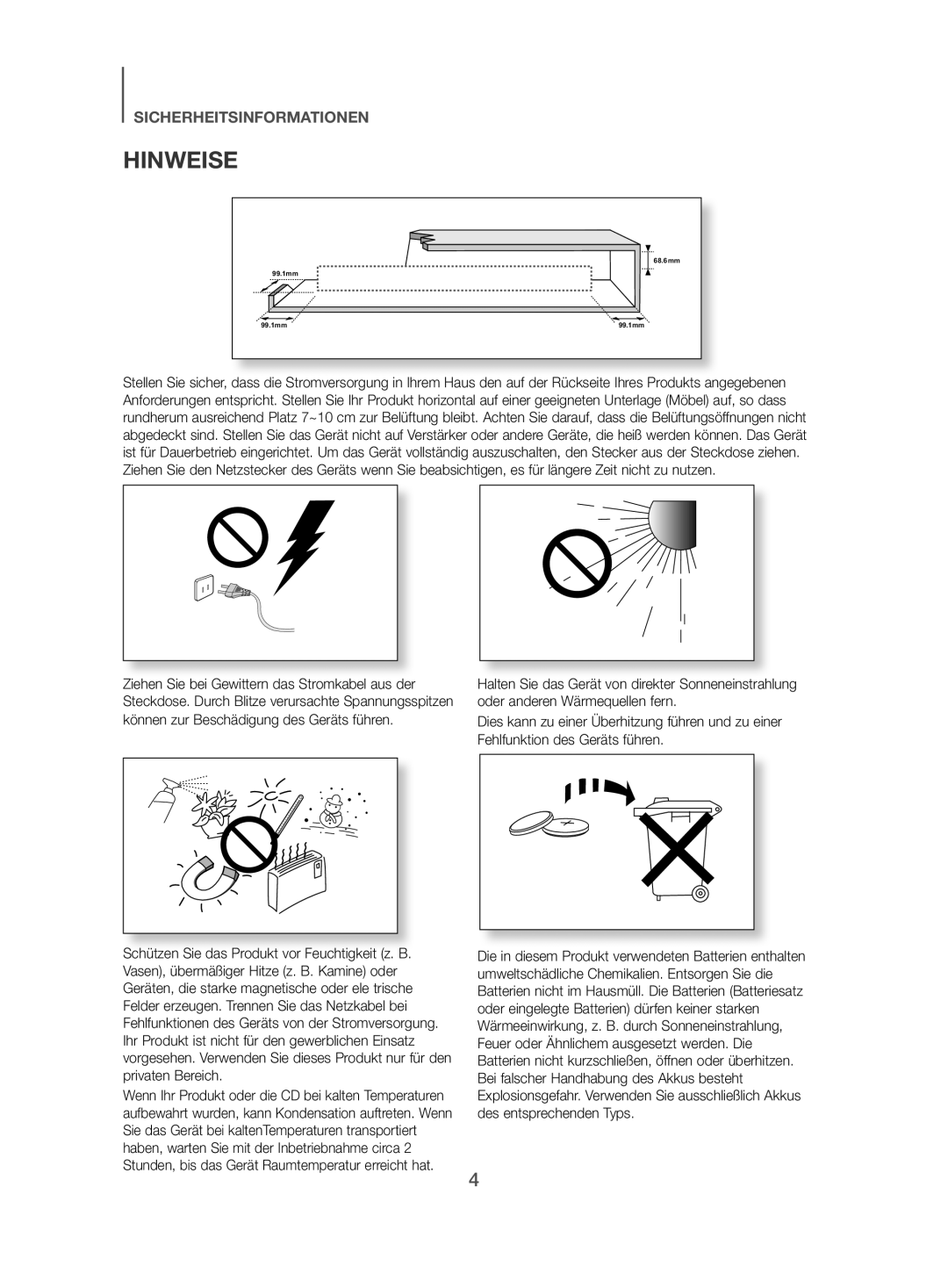 Samsung HW-J450/EN manual Hinweise 