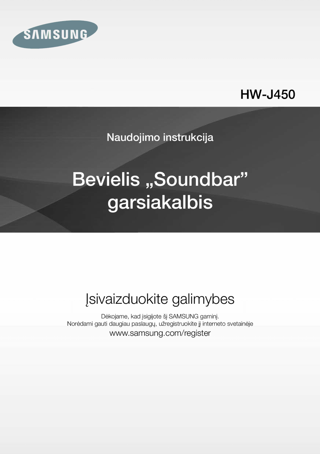 Samsung HW-J450/EN manual Bevielis „Soundbar Garsiakalbis 