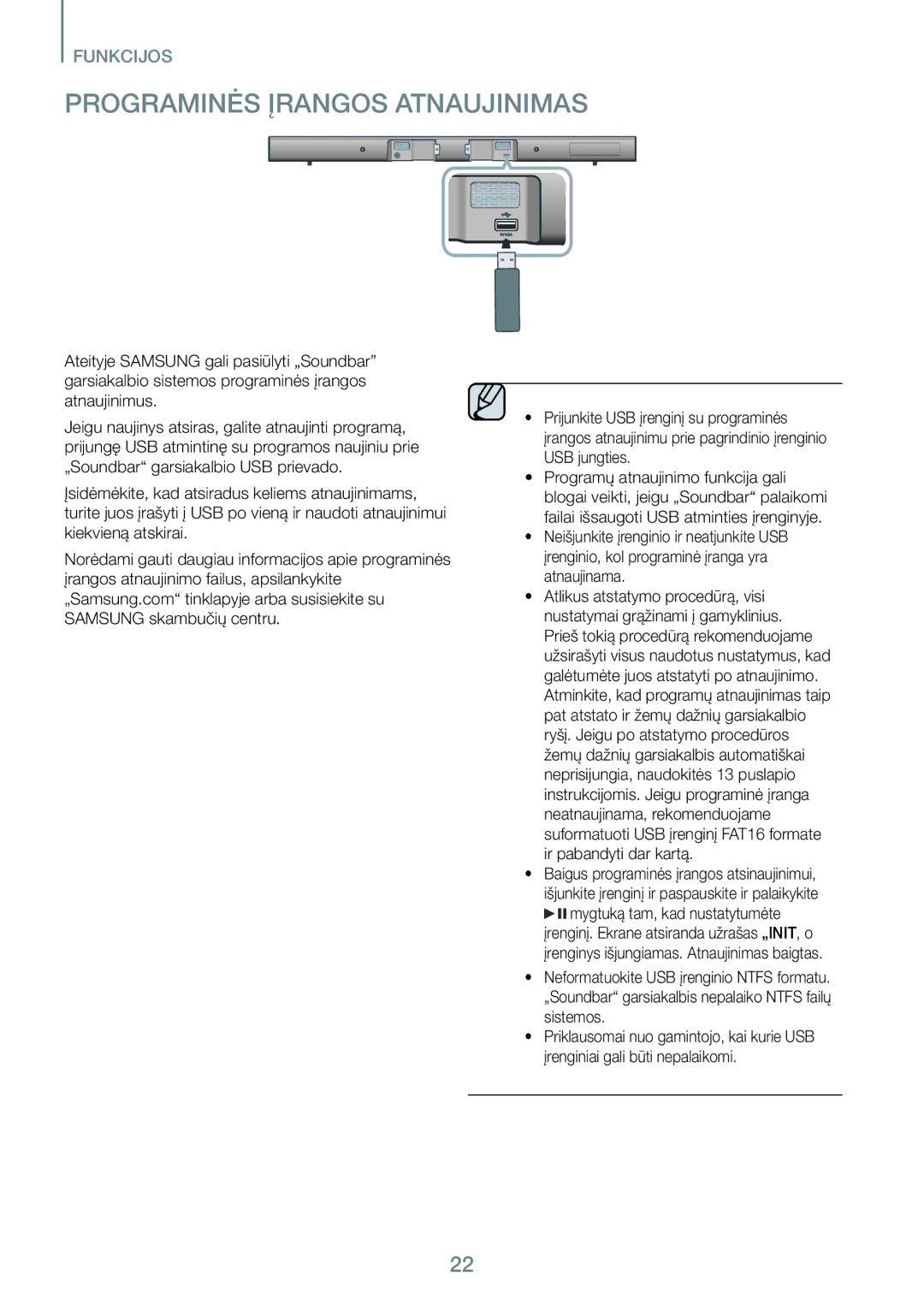 Samsung HW-J450/EN manual Programinės Įrangos Atnaujinimas 