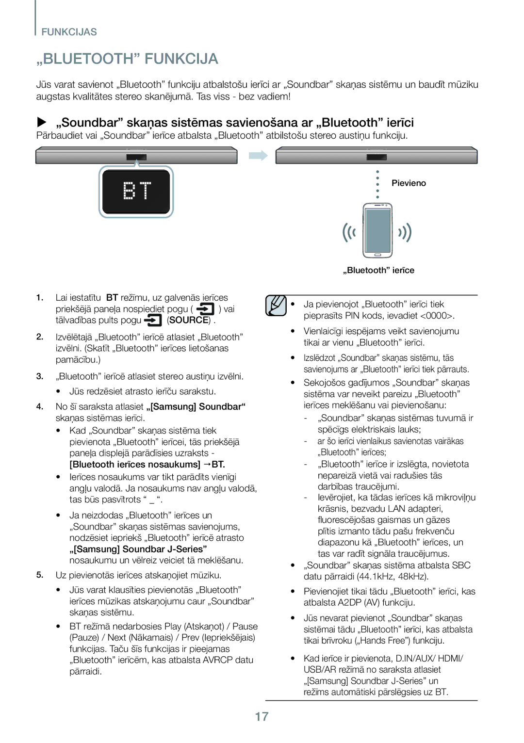 Samsung HW-J450/EN manual „BLUETOOTH Funkcija, Tālvadības pults pogu 