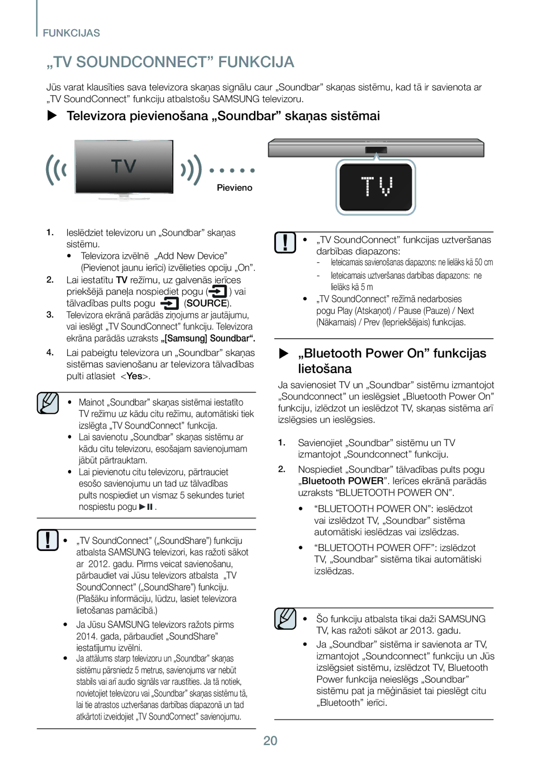 Samsung HW-J450/EN manual „TV Soundconnect Funkcija,  Televizora pievienošana „Soundbar skaņas sistēmai 