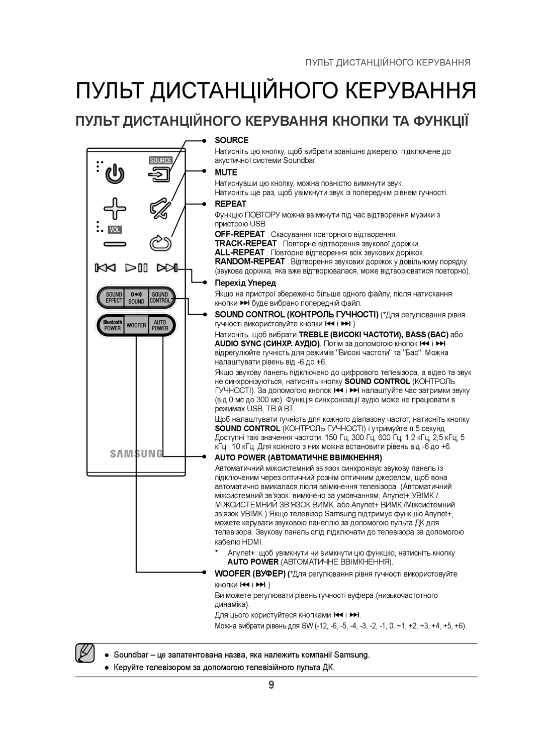 Samsung HW-J450/RU manual Пульт Дистанційного Керування Кнопки ТА Функції, Перехід Уперед 