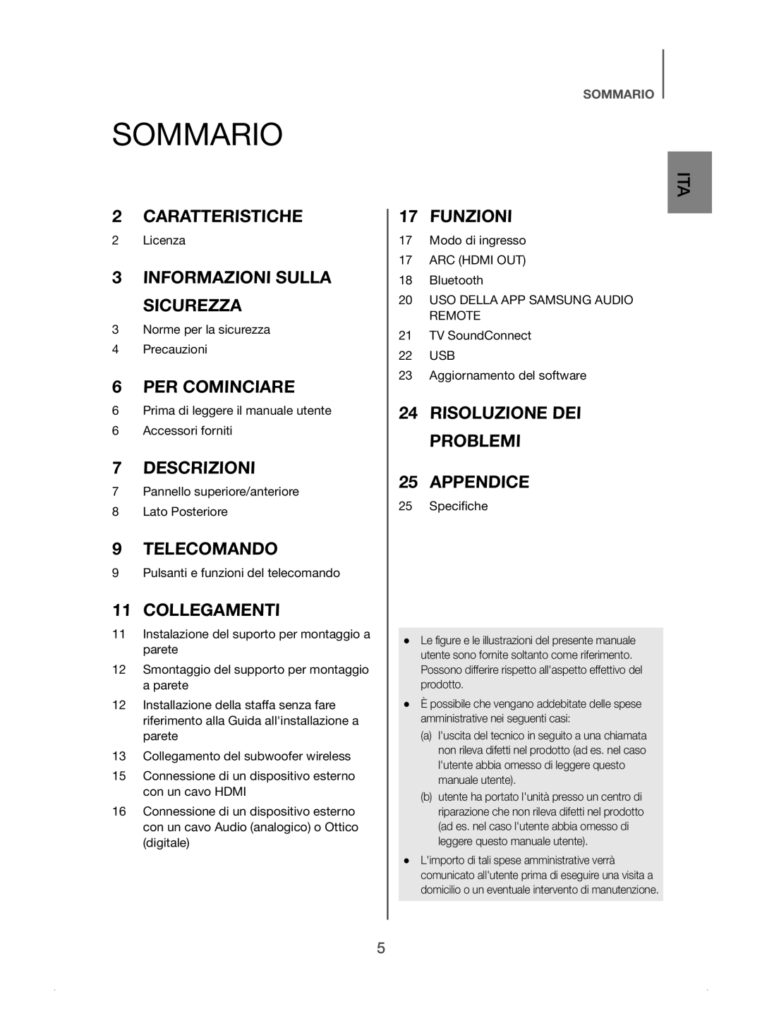 Samsung HW-J450/ZF manual Sommario, Collegamenti 