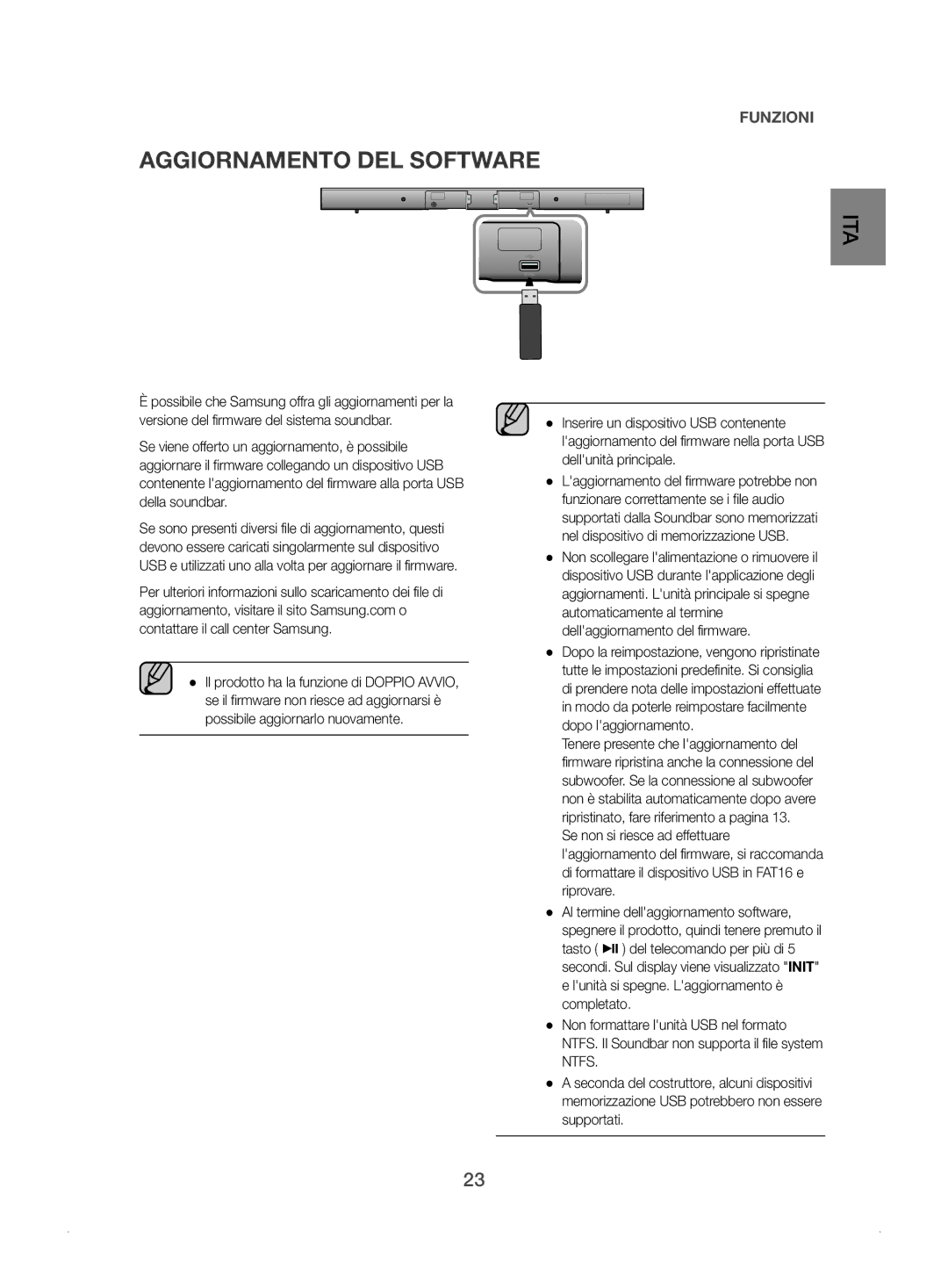 Samsung HW-J450/ZF manual Aggiornamento DEL Software 