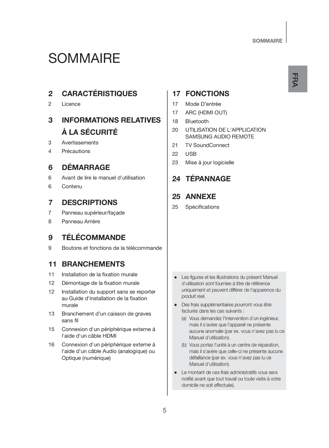 Samsung HW-J450/ZF manual Sommaire, Branchements 