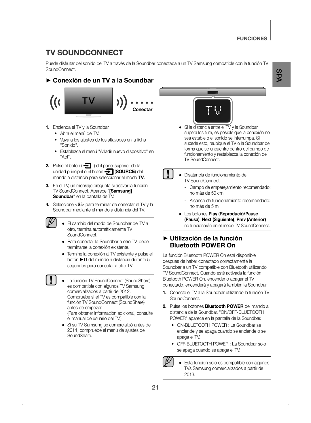 Samsung HW-J450/ZF manual ++Conexión de un TV a la Soundbar, ++Utilización de la función Bluetooth Power On, SoundConnect 