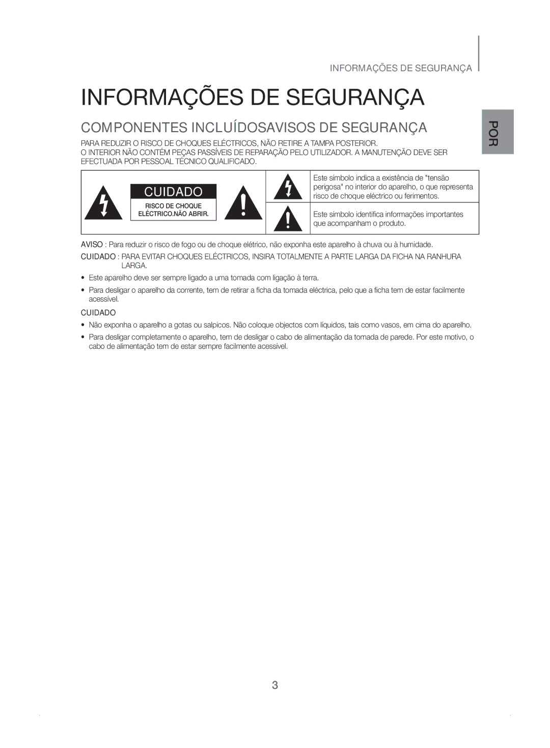 Samsung HW-J450/ZF manual Informações DE Segurança, Componentes Incluídosavisos DE Segurança 