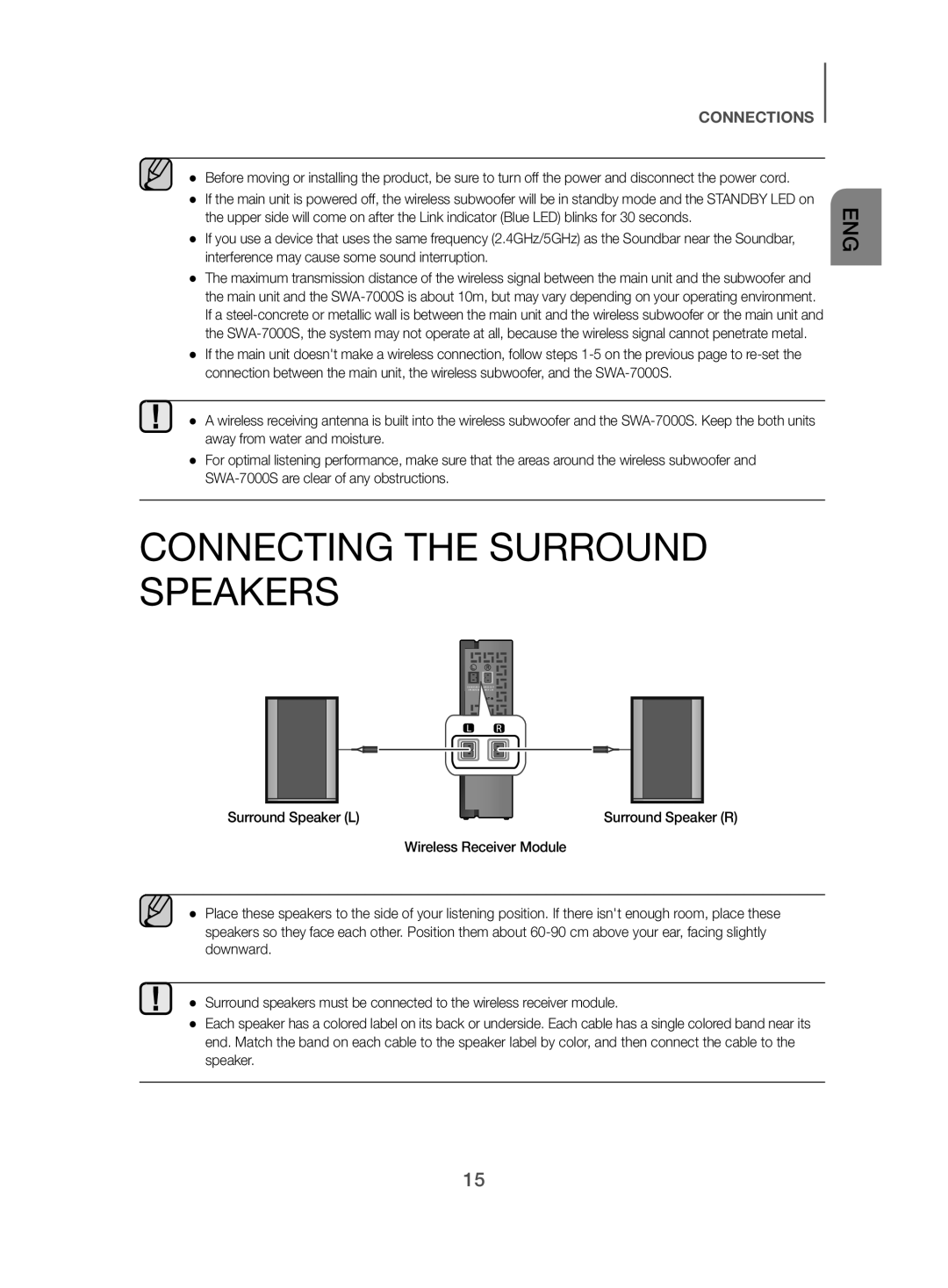 Samsung HW-J470/XN, HW-J470/EN manual Connecting the Surround Speakers, Surround Speaker L 