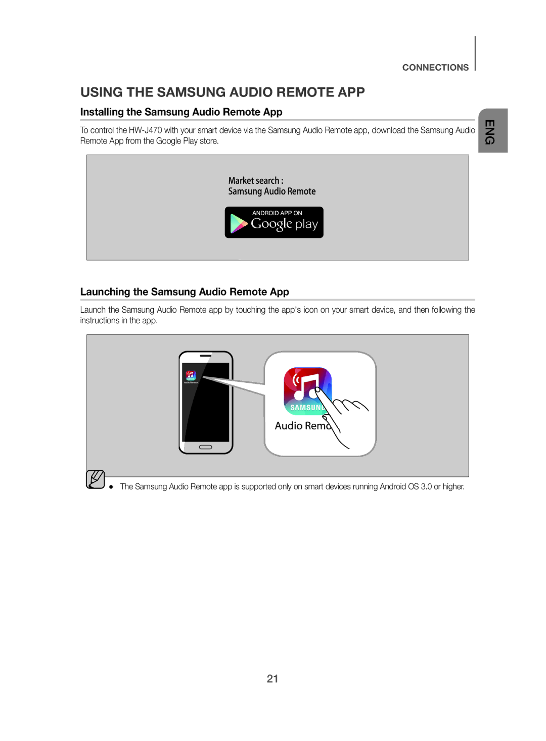 Samsung HW-J470/XN, HW-J470/EN manual Using the Samsung Audio Remote APP, Installing the Samsung Audio Remote App 
