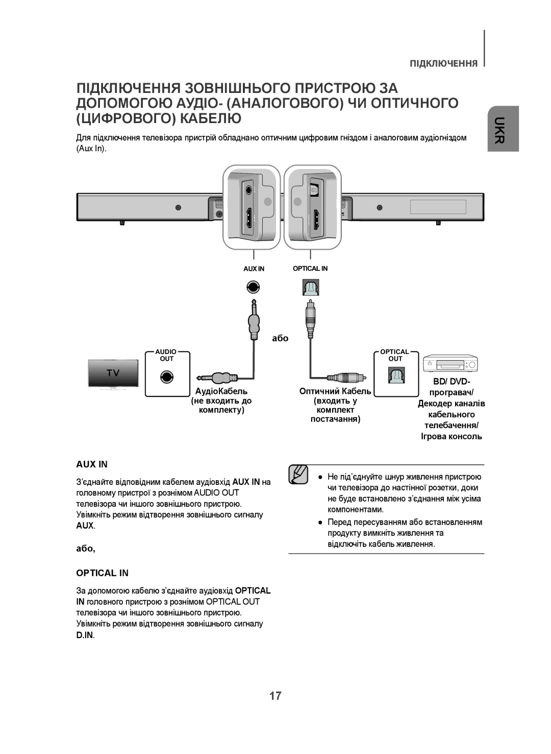 Samsung HW-J470/RU manual Оптичний Кабель, Комплекту 