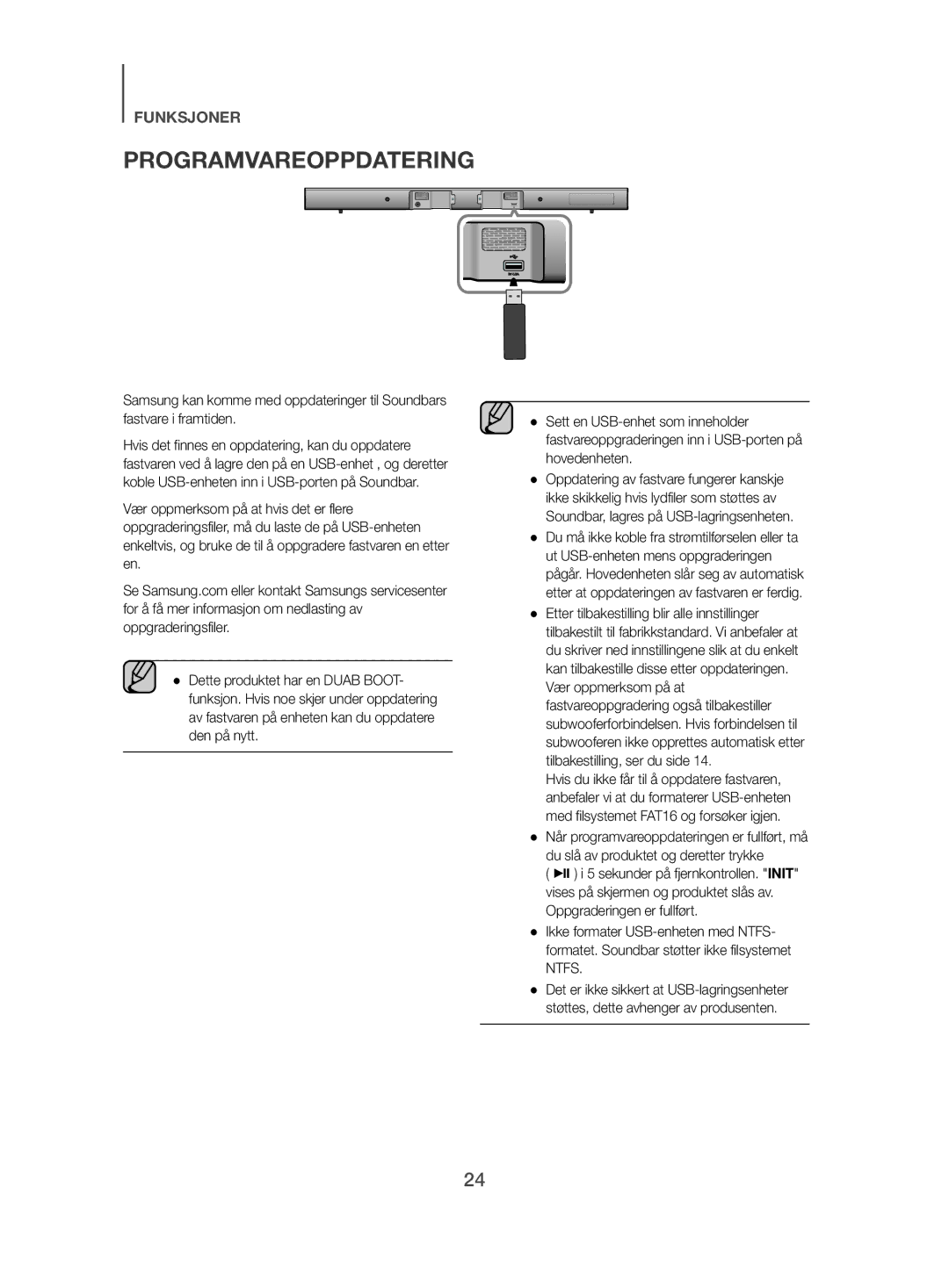 Samsung HW-J480/XE manual Programvareoppdatering 