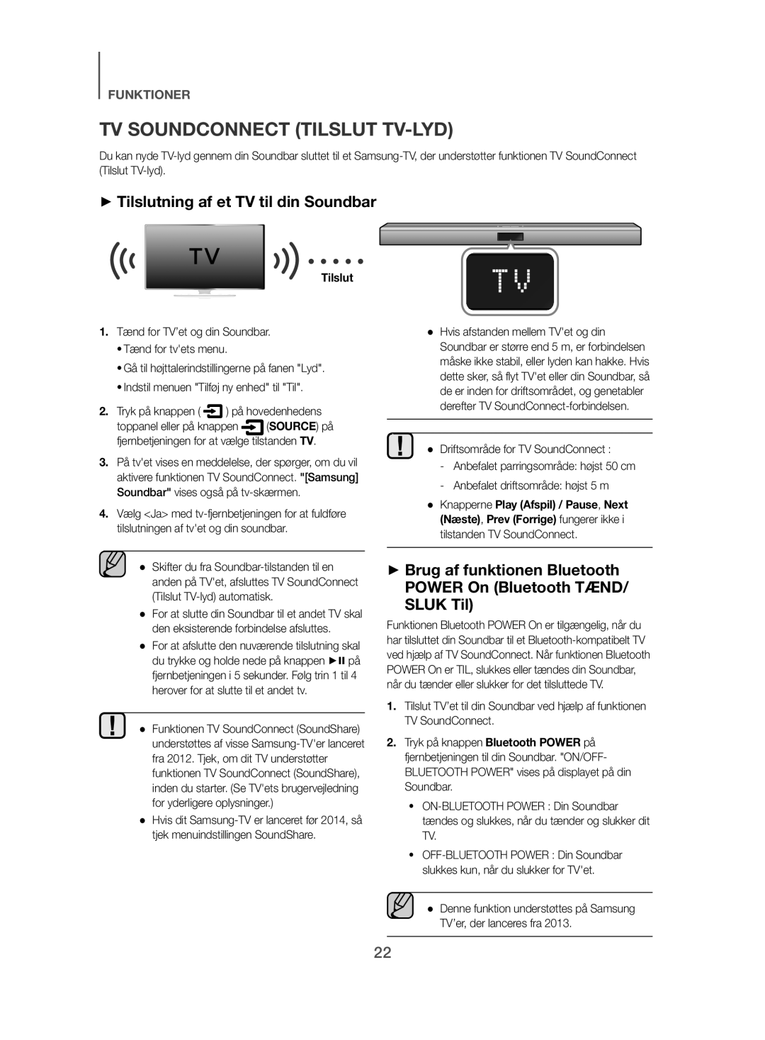 Samsung HW-J480/XE TV Soundconnect Tilslut TV-LYD, ++Tilslutning af et TV til din Soundbar, Toppanel eller på knappen 