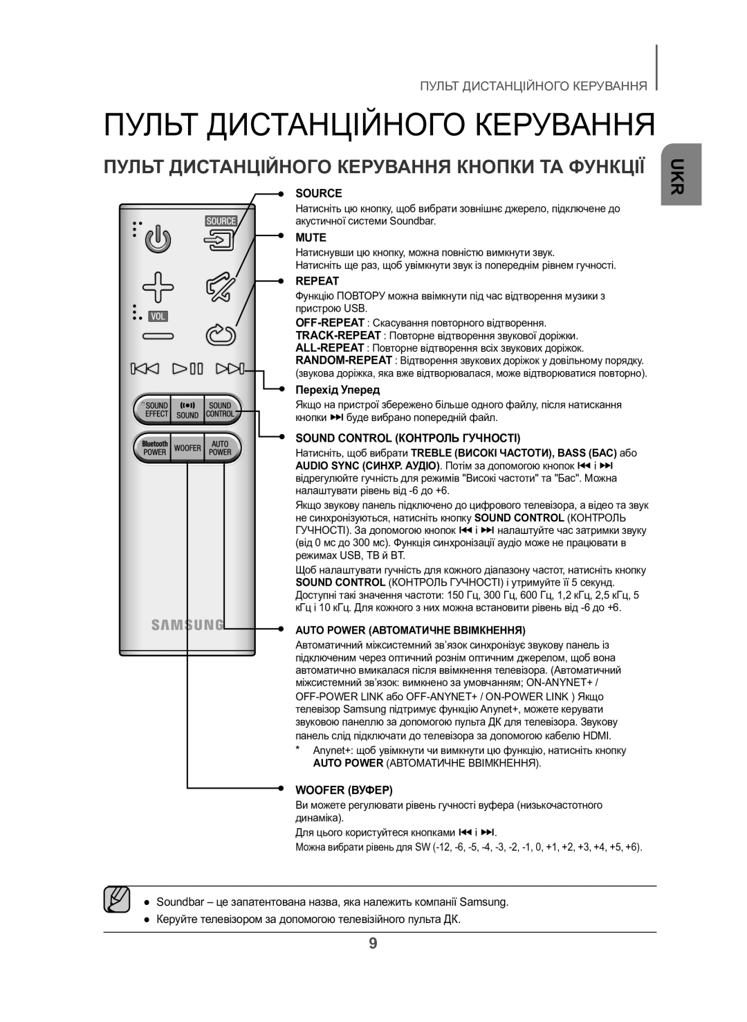 Samsung HW-J550/RU manual Пульт Дистанційного Керування Кнопки ТА Функції, Перехід Уперед 