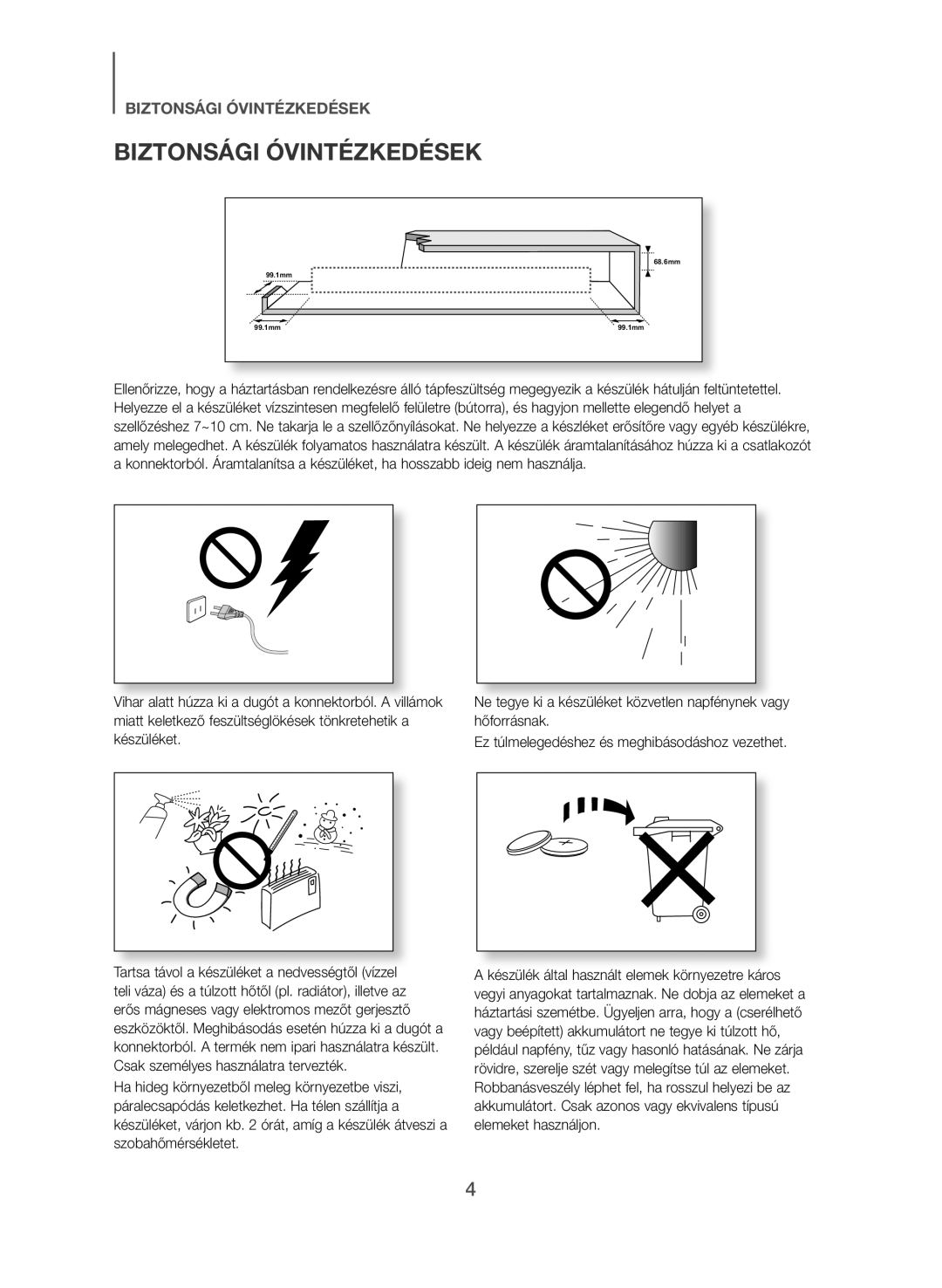 Samsung HW-J551/EN, HW-J550/EN manual Biztonsági Óvintézkedések 