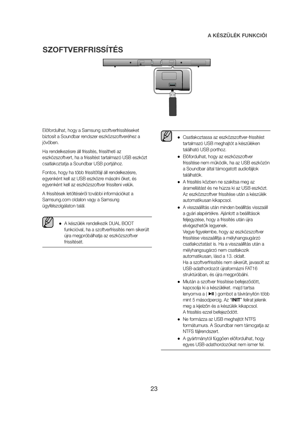 Samsung HW-J550/EN, HW-J551/EN manual Szoftverfrissítés, Miután a szoftver frissítése befejeződött 