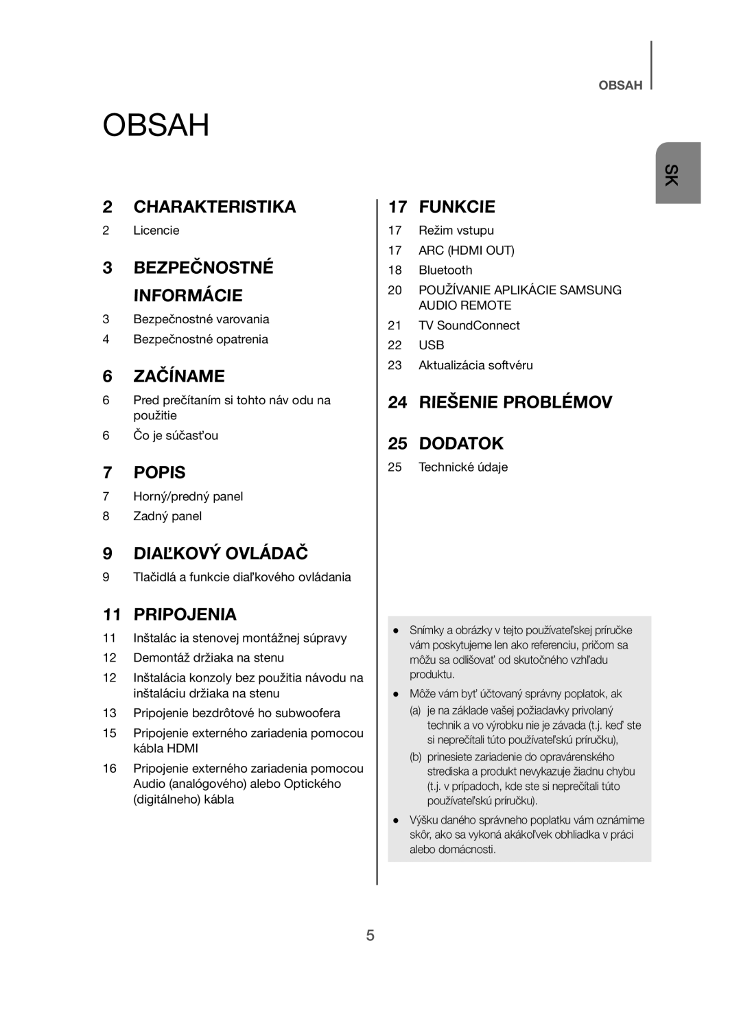 Samsung HW-J550/EN, HW-J551/EN manual Obsah, Pripojenia 