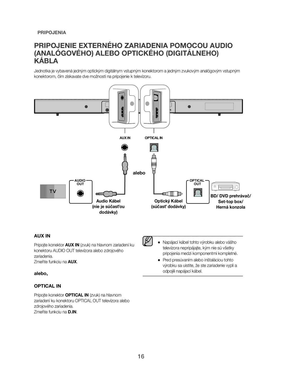 Samsung HW-J551/EN, HW-J550/EN manual Alebo, Optický Kábel, Herná konzola 