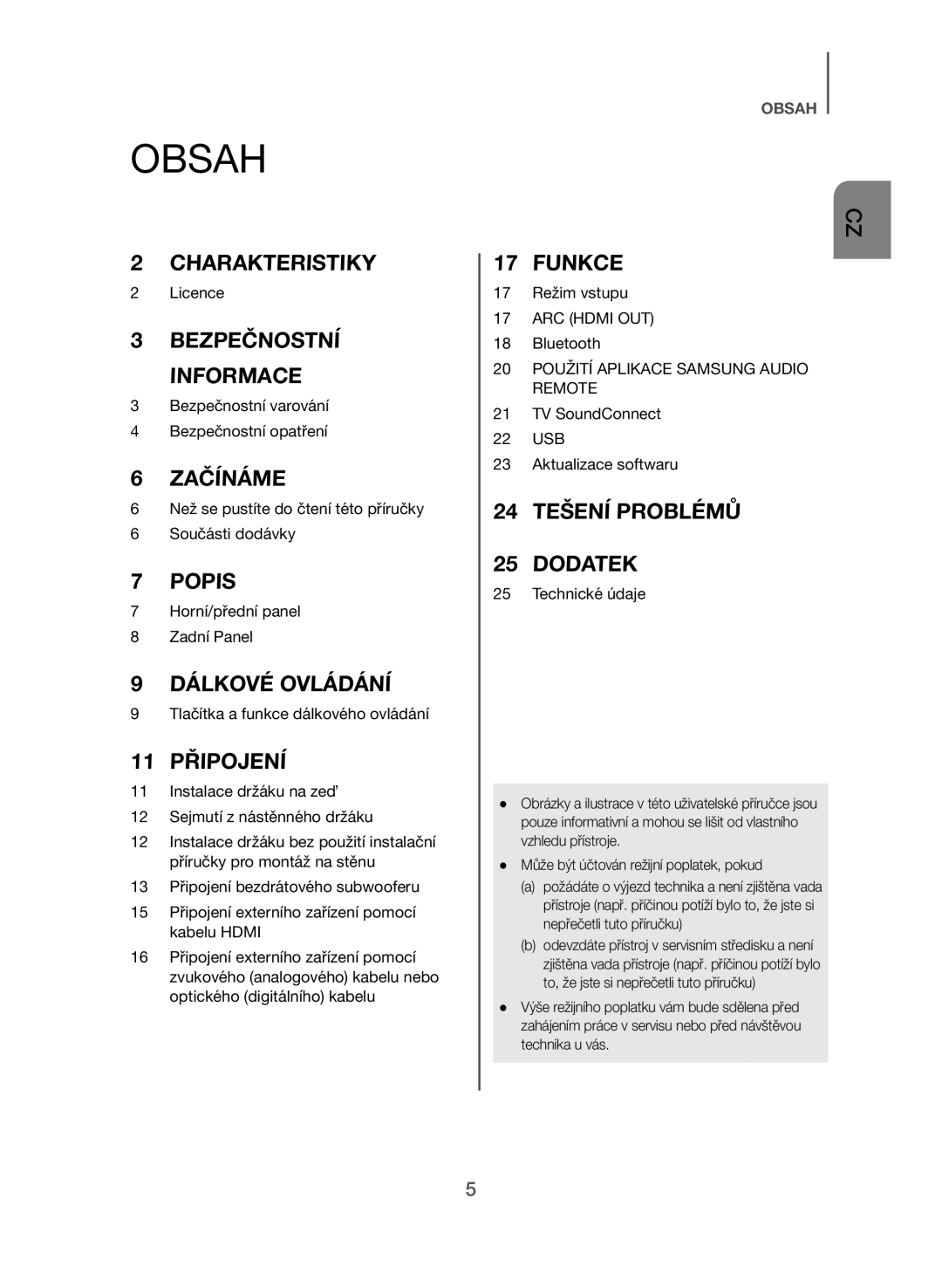 Samsung HW-J550/EN, HW-J551/EN manual Charakteristiky 