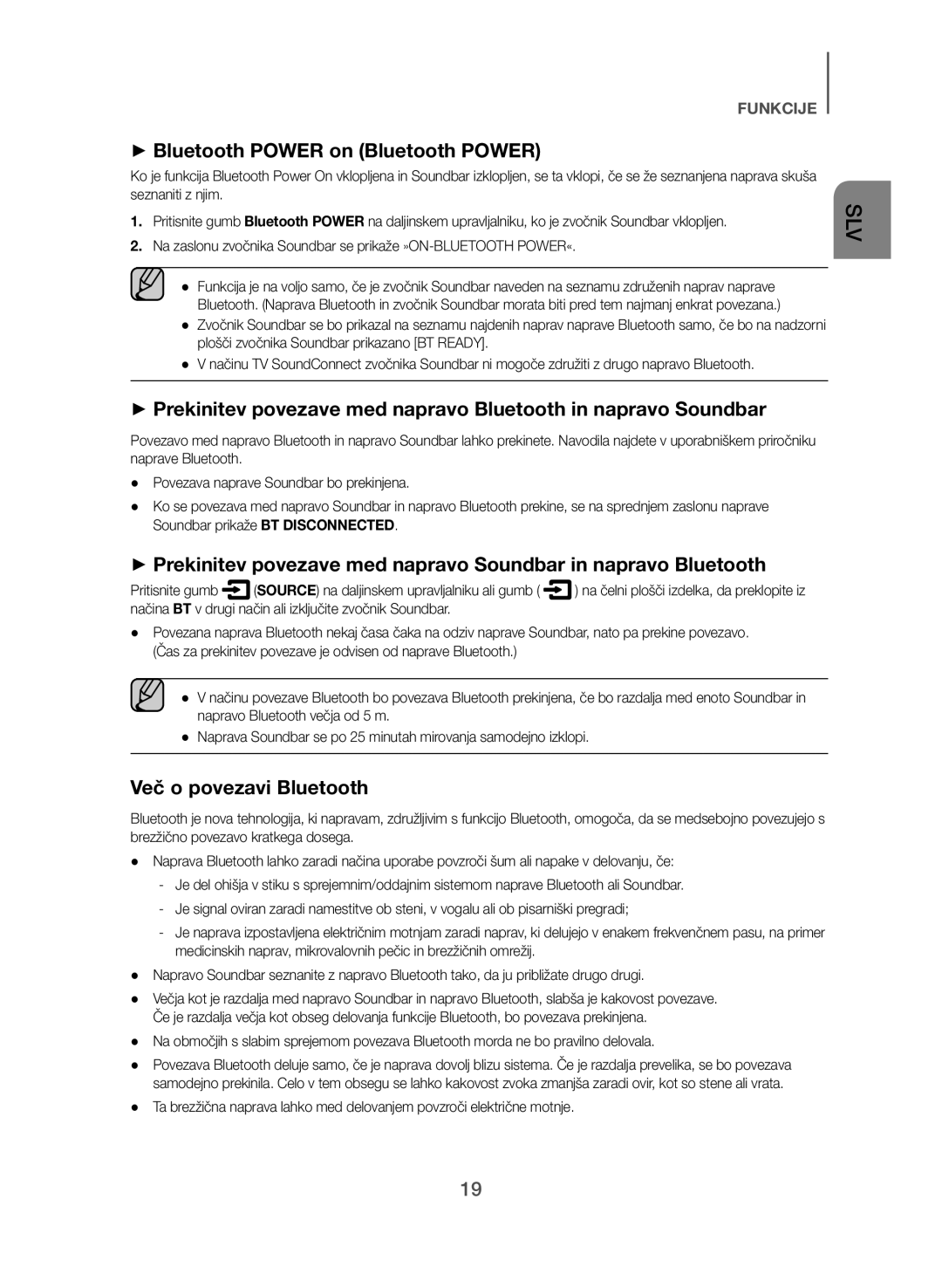 Samsung HW-J550/EN, HW-J551/EN manual ++Bluetooth Power on Bluetooth Power, Več o povezavi Bluetooth 