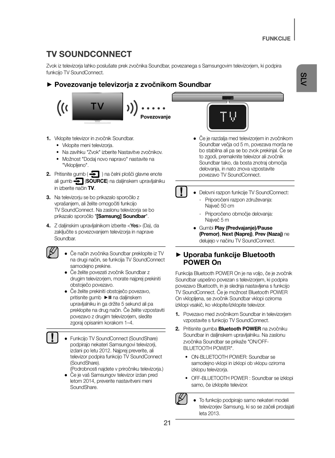 Samsung HW-J550/EN, HW-J551/EN manual ++Povezovanje televizorja z zvočnikom Soundbar, ++Uporaba funkcije Bluetooth Power On 