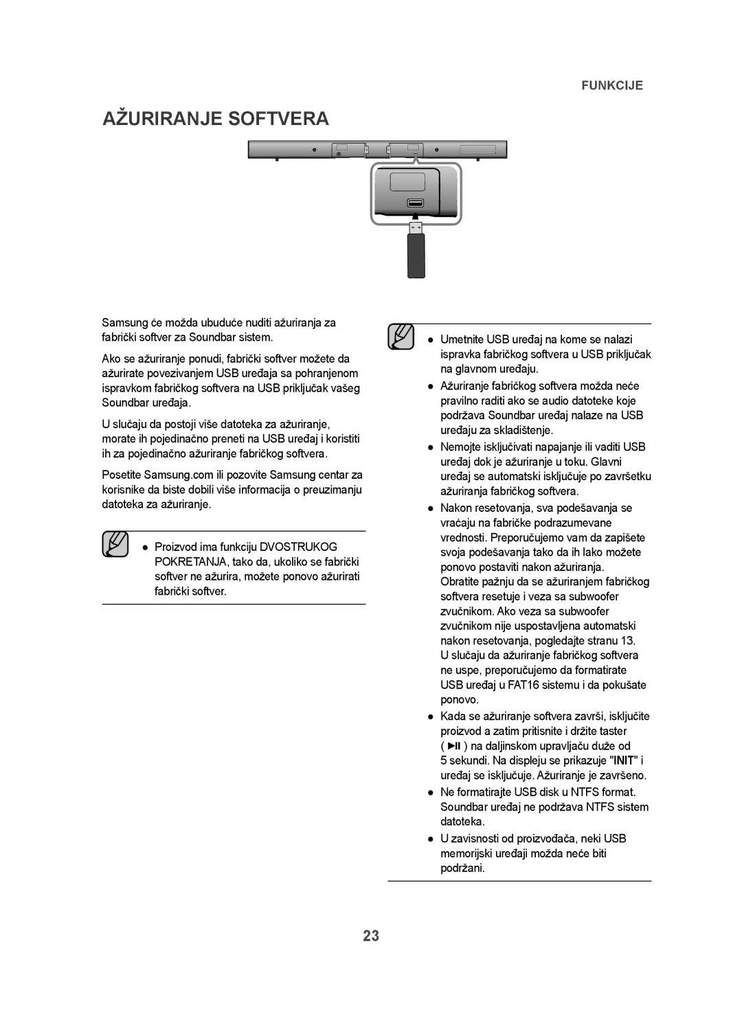 Samsung HW-J550/EN, HW-J551/EN manual Ažuriranje Softvera, Na daljinskom upravljaču duže od 