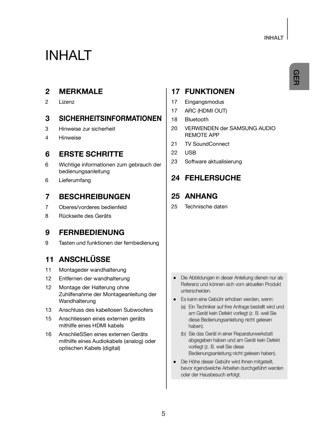 Samsung HW-J550/EN, HW-J551/EN manual Inhalt, Anschlüsse 