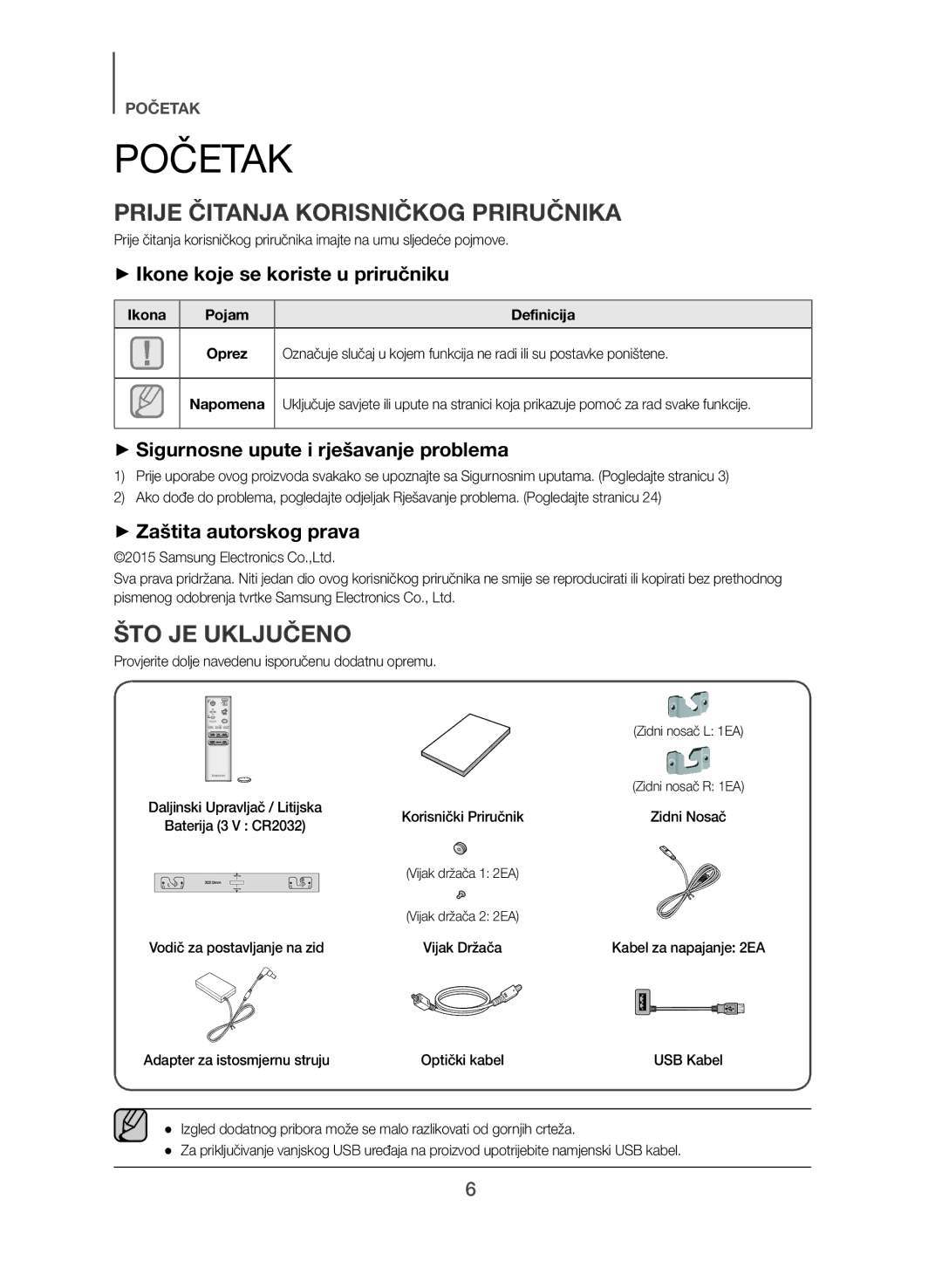 Samsung HW-J551/EN manual Prije Čitanja Korisničkog Priručnika, ŠTO JE Uključeno, ++Ikone koje se koriste u priručniku 