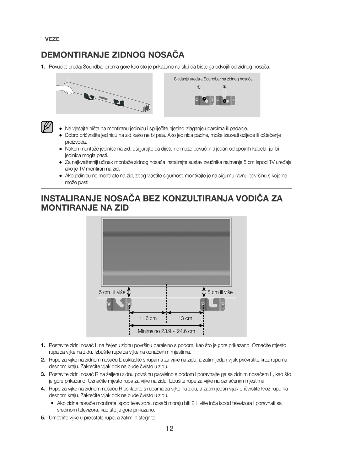 Samsung HW-J551/EN, HW-J550/EN manual Demontiranje Zidnog Nosača 