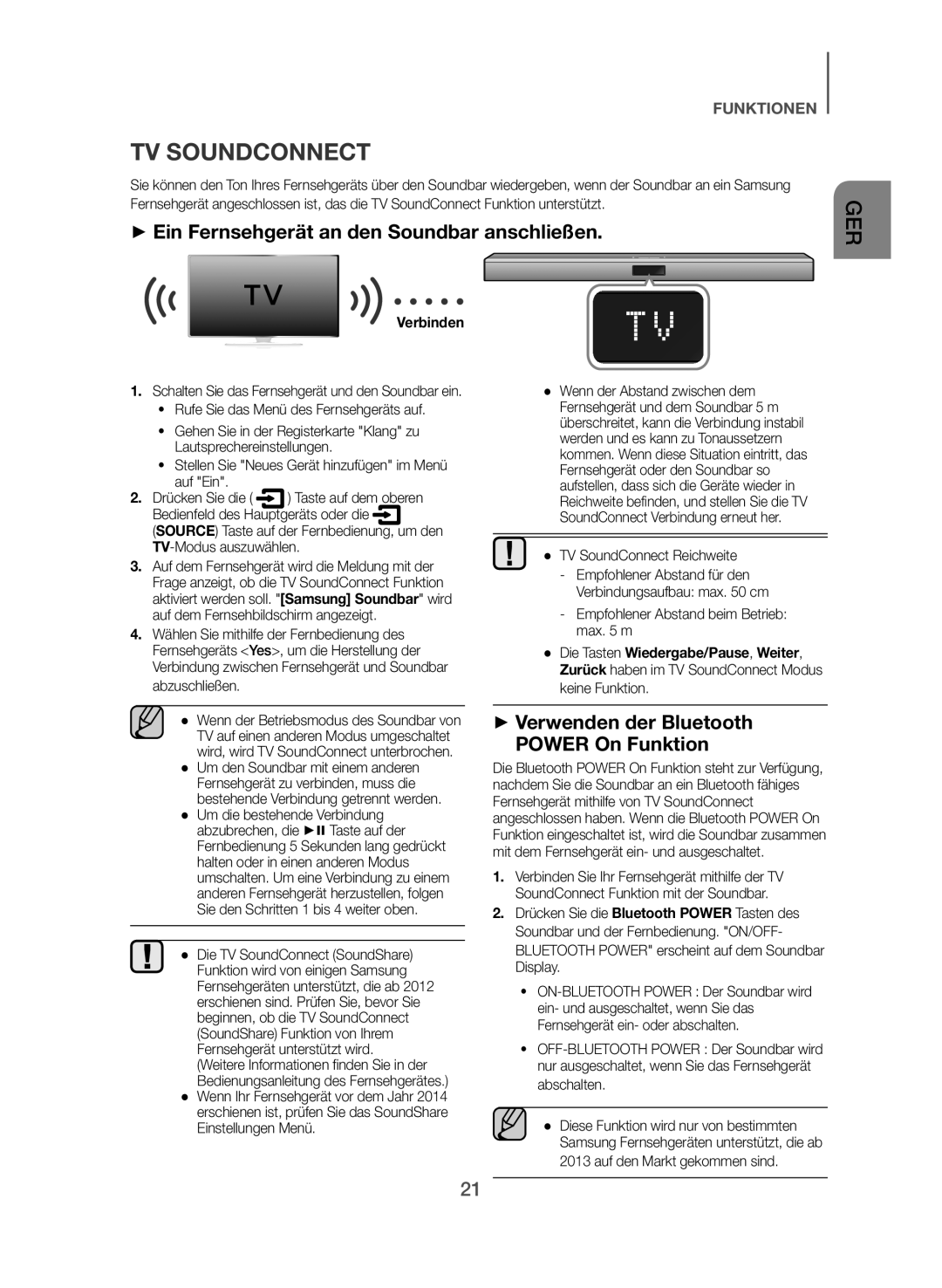 Samsung HW-J550/EN ++Ein Fernsehgerät an den Soundbar anschließen, ++Verwenden der Bluetooth Power On Funktion, Verbinden 