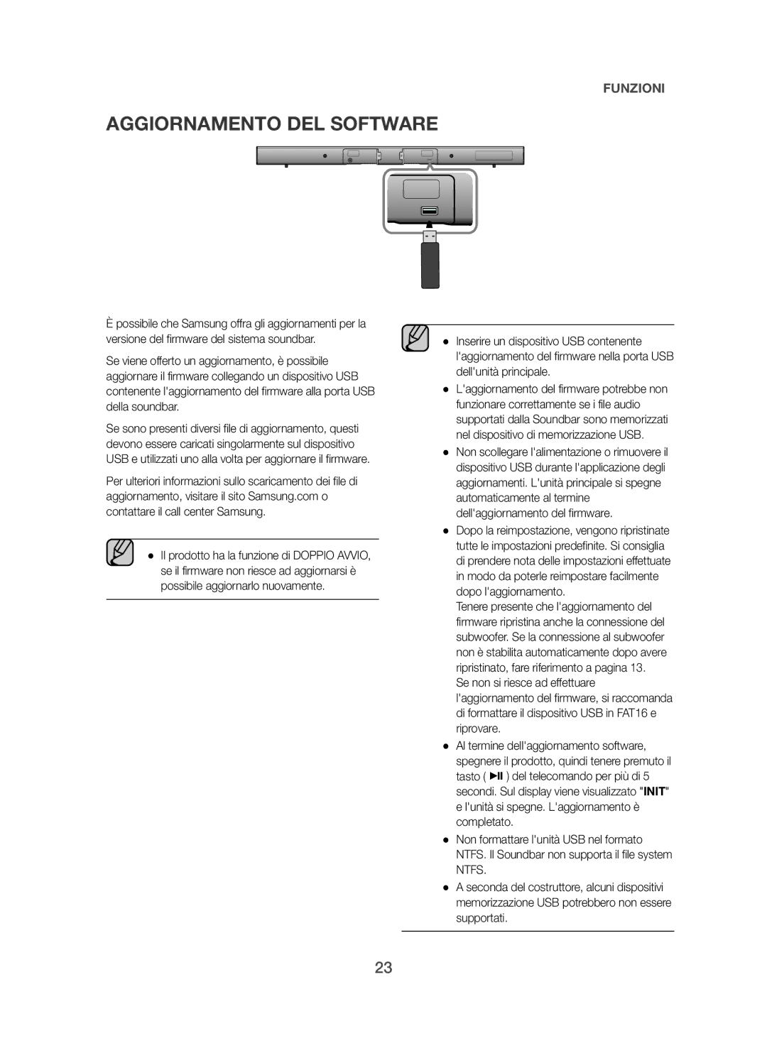 Samsung HW-J550/EN, HW-J551/EN manual Aggiornamento DEL Software 