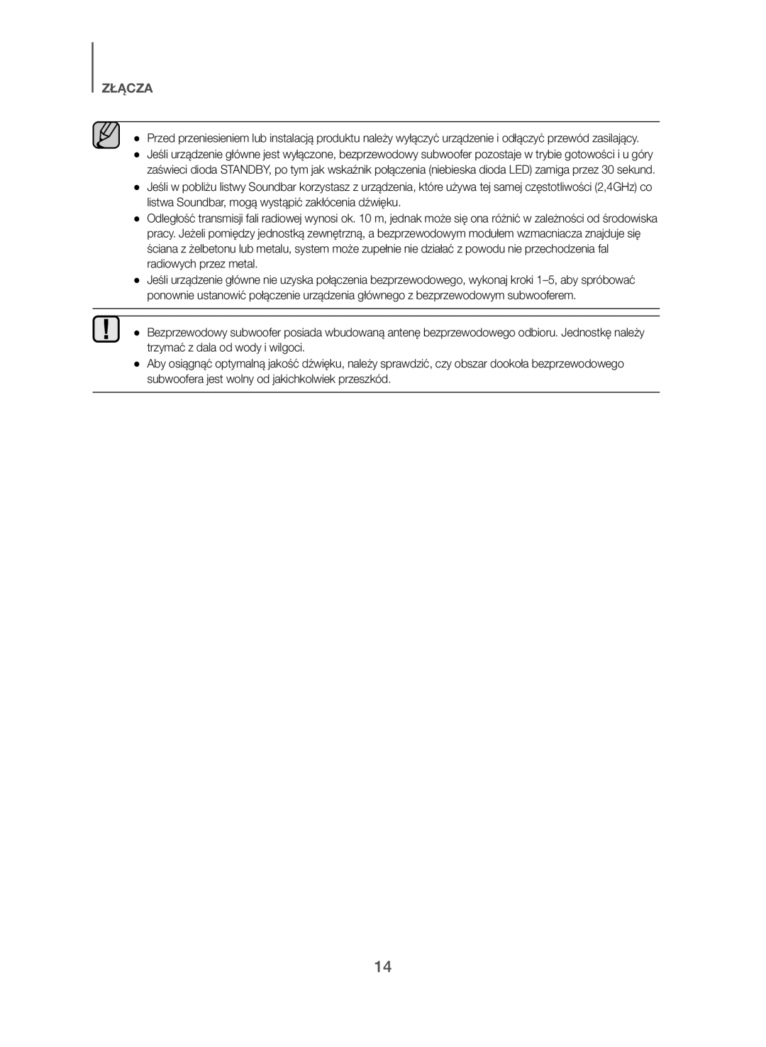 Samsung HW-J551/EN, HW-J550/EN manual Złącza 