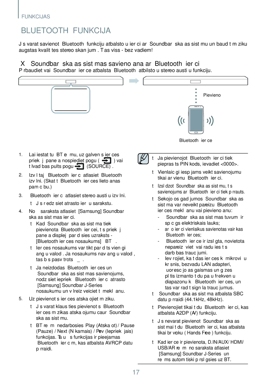 Samsung HW-J550/EN, HW-J551/EN manual „BLUETOOTH Funkcija, Tālvadības pults pogu 