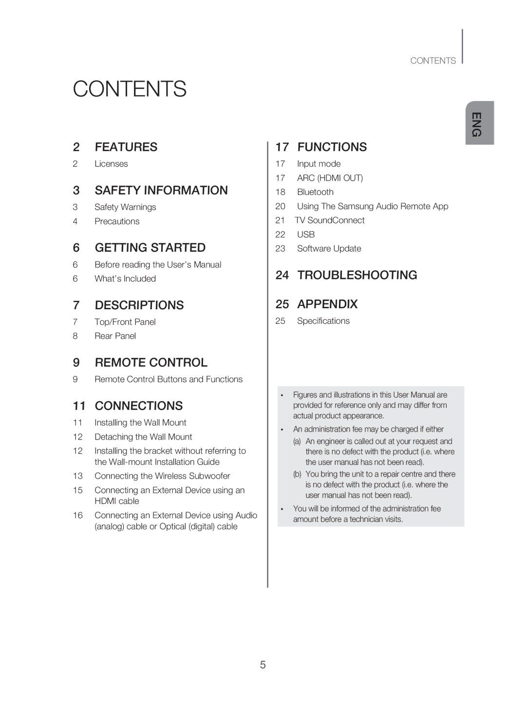 Samsung HW-J551/SQ manual Contents 