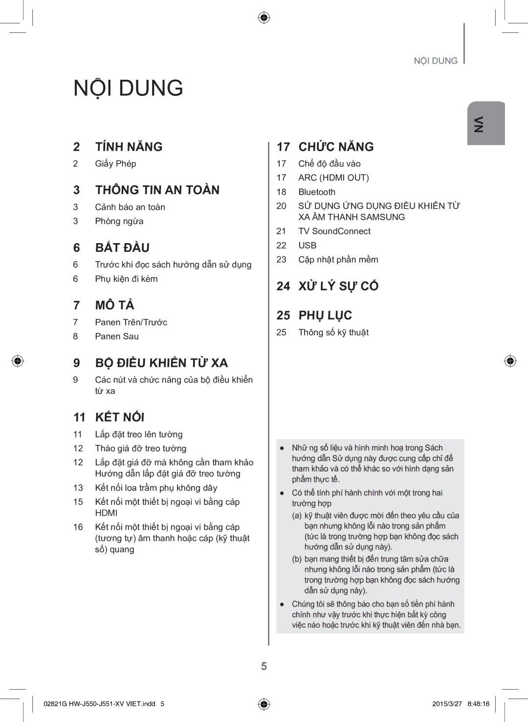 Samsung HW-J551/XV manual NÔI Dung, Bắt Đầu 