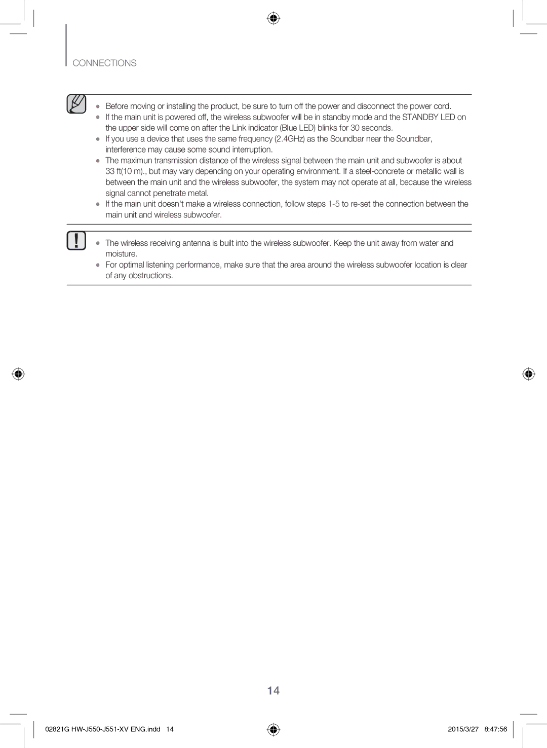 Samsung HW-J551/XV manual Connections 